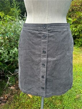 J. Crew Gray Button-Front Corduroy Mini Skirt